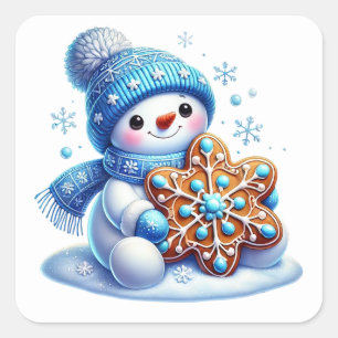 Adesivo Quadrado Boneco de neve