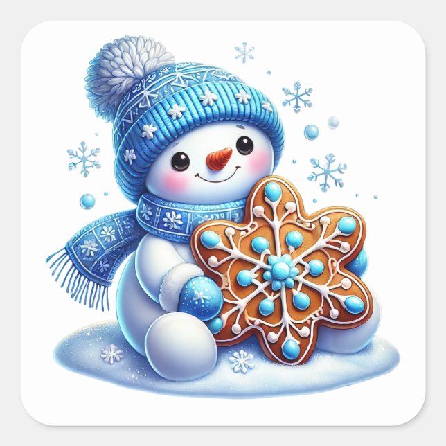 Adesivo Quadrado Boneco de neve (Frente)