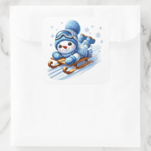 Adesivo Quadrado Boneco de neve