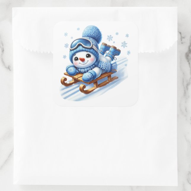 Adesivo Quadrado Boneco de neve (Bolsa)