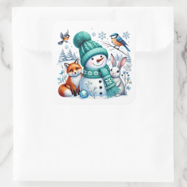 Adesivo Quadrado Boneco de neve (Bolsa)