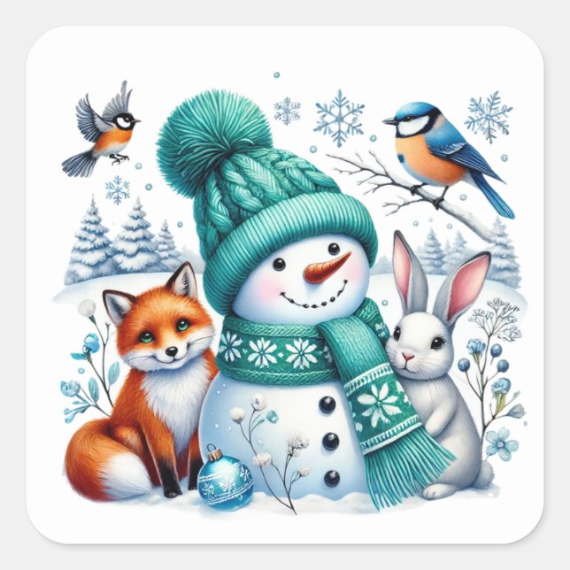 Adesivo Quadrado Boneco de neve (Frente)
