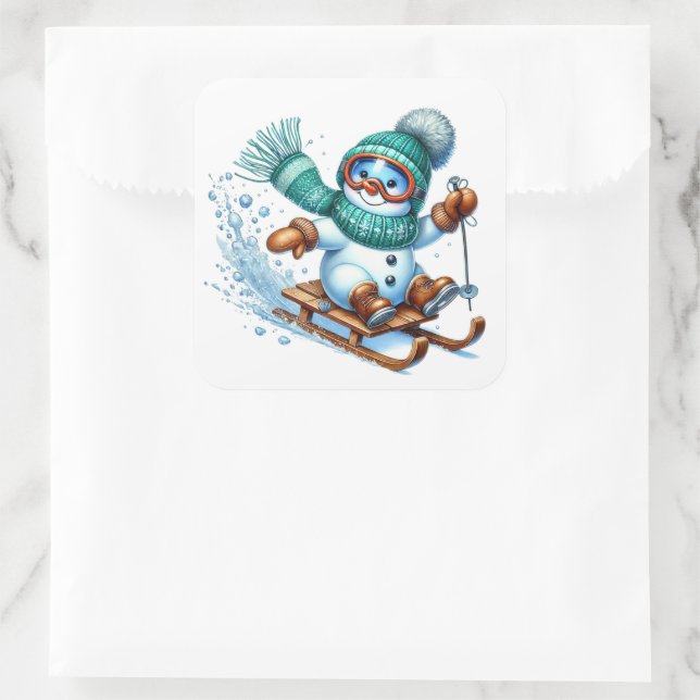 Adesivo Quadrado Boneco de neve (Bolsa)