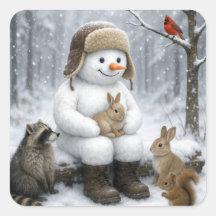 Boneco de Neve no Bosque de Inverno com Amigos Ani