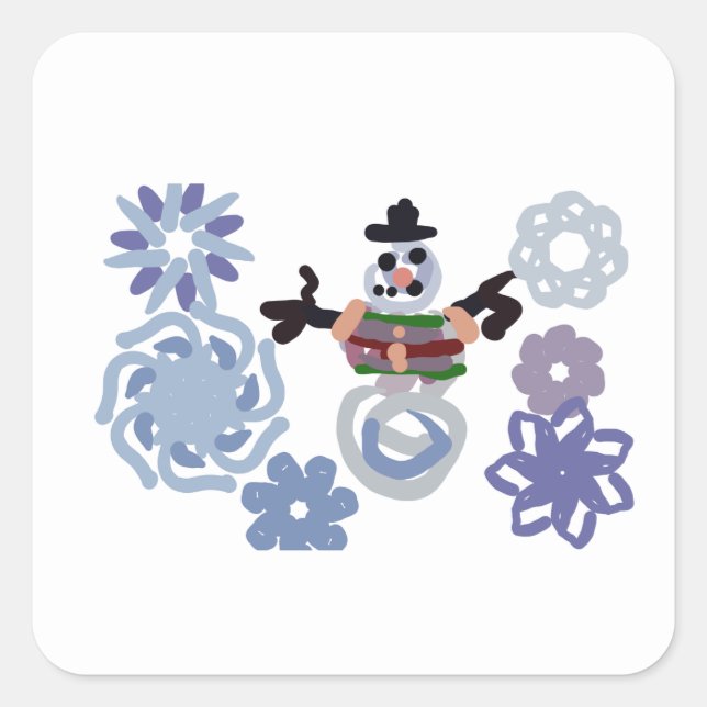 Adesivo Quadrado Boneco de neve quente  (Frente)