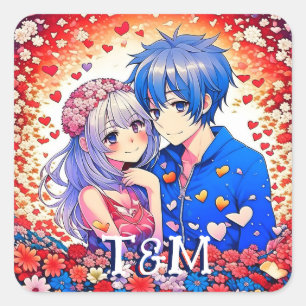 Adesivo Quadrado Bonita Animação Que Pensava Casamento