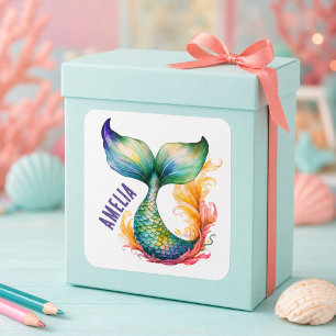 Adesivo Quadrado Bonita Colorida Mermaid Ocean Girl
