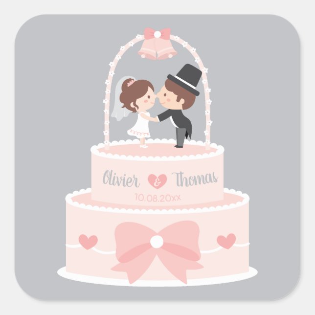 Adesivo Quadrado Bonita noiva e palitos de Decoração de Casamento d (Frente)