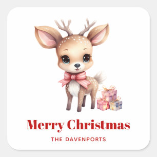 Adesivo Quadrado Bonita Reindeer de Natal