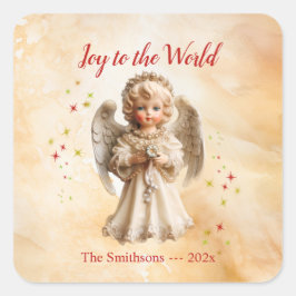 Adesivo Quadrado Bonita Vintage Angel Christmas
