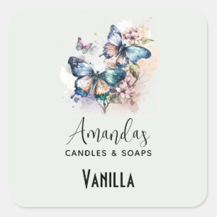 Adesivo Quadrado Bonitas borboletas e Artesanatos de velas