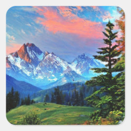 Adesivo Quadrado Bonitas Montanhas