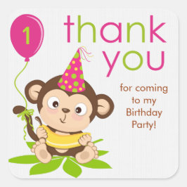 Adesivo Quadrado Bonitinha Bonita, Macaco, Obrigado, Stick