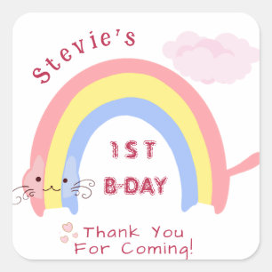 Adesivo Quadrado Bonito Aestésico Arco-Íris Boho Obrigado Por Vir