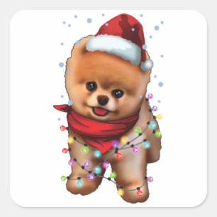 Adesivo Quadrado Bonito Cão Pomeraniano Lover Engraçado Feriado N