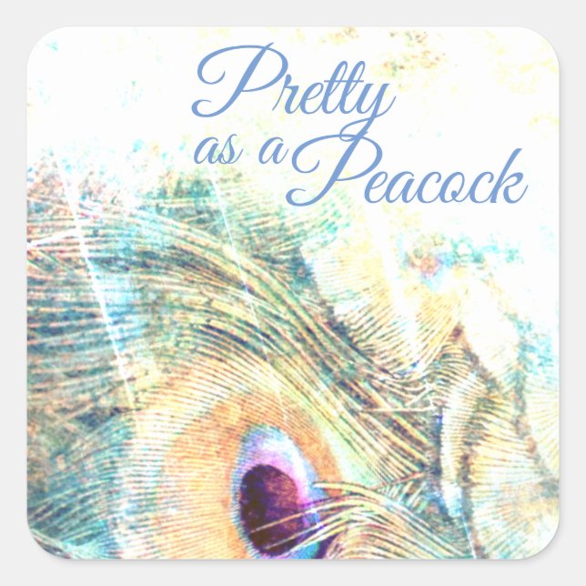 Adesivo Quadrado Bonito como pastor de pavão azul roxo (Frente)