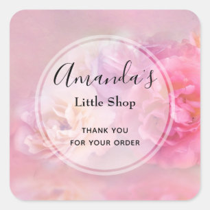 Adesivo Quadrado Bonito cor-de-rosa Fotografia Comercial Obrigado