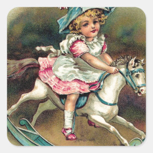 Adesivo Quadrado Bonito criança vintage em shabbychic