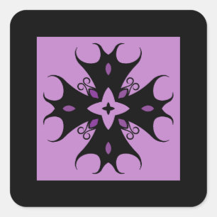 Adesivo Quadrado Bonito e elegante motif gótico preto e roxo