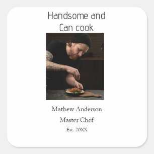 Adesivo Quadrado Bonito e pode cozinhar adicionar nome master chef