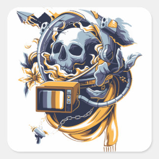 Adesivo Quadrado Bonito Feliz Halloween Stikers