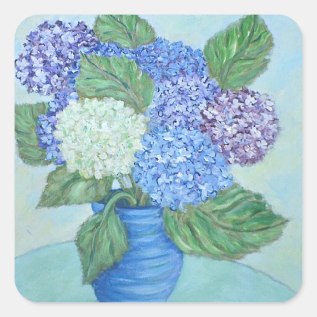 Adesivo Quadrado Bonito Hydrangea Painting Sticker (Frente)