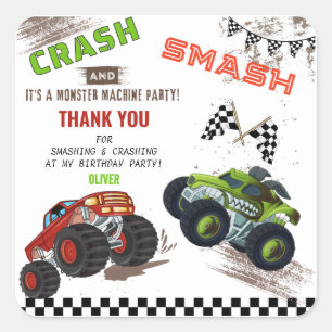 Adesivo Quadrado Bonito Monstro Obrigado Carro Aniversário de crian