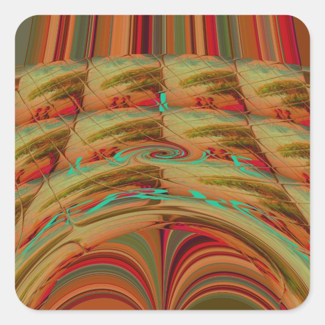 Adesivo Quadrado Bonito Ouro Tradicional Africano Brown Motif (Frente)