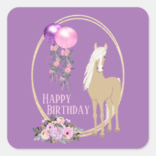 Adesivo Quadrado Bonito Palomino Púrpura Flores Púrpuras, Anivers