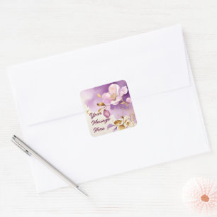 Adesivo Quadrado Bonito Puro Dourado Floral