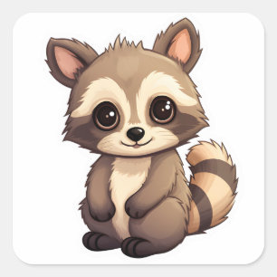Adesivo Quadrado Bonito Raccoon Presente Lixo Panda Funny Animal Ka