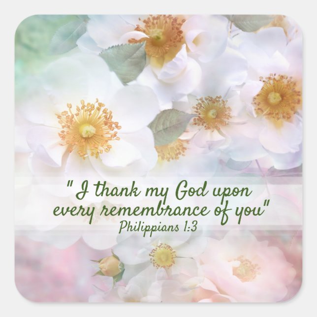 Adesivo Quadrado Bonito rosas brancas (Frente)