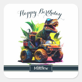 Adesivo Quadrado Bonito T-Rex Monster Monster Dinossauro de Caminhã