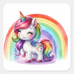 Adesivo Quadrado Bonito Unicorn Stickers