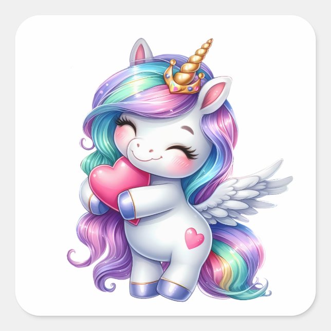 Adesivo Quadrado Bonito Unicorn Stickers (Frente)