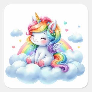 Adesivo Quadrado Bonito Unicorn Stickers