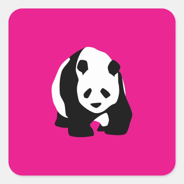 Adesivo Quadrado Bonito Urso Panda Quente Rosa Fresco Zoológico de  (Frente)