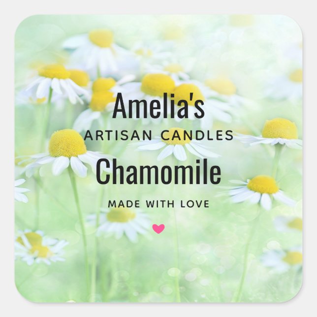 Adesivo Quadrado Bonito visitas em campo - empresa de velas (Frente)