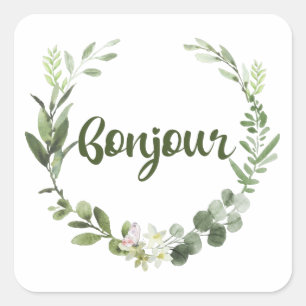 Adesivo Quadrado Bonjour Hello French