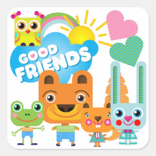 Adesivo Quadrado Bons Amigos Animais