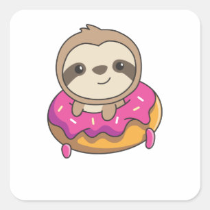 Adesivo Quadrado Bons Animais Engraçados Em Falhas De Rosquinha