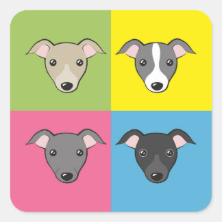 Adesivo Quadrado Bons desenhos animados italianos galgos coloridos 