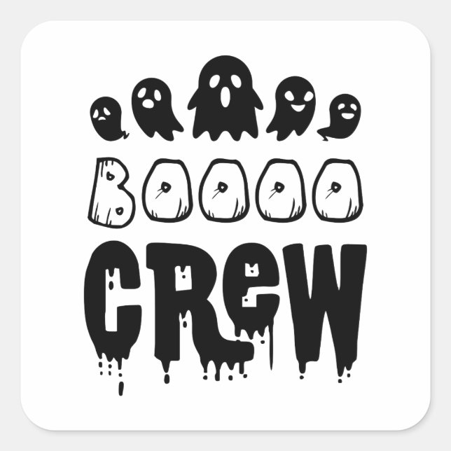 Adesivo Quadrado Boo Crew Halloween Gift (Frente)