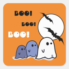 Adesivo Quadrado Boo! Engraçado Fantasmas Halloween