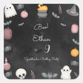 Adesivo Quadrado Boo! Festa de aniversário de criança Spooktacular