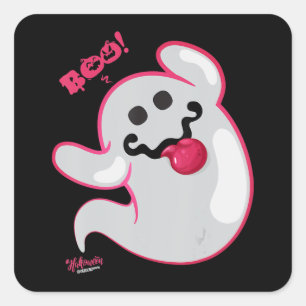 Adesivo Quadrado Boo Ghost Bats Spider Halloween