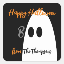 Adesivo Quadrado Boo Ghost Happy Halloween