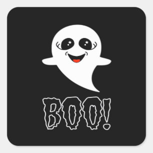 Adesivo Quadrado Boo! Pequeno Halloween Por Lucas