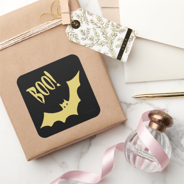 Adesivo Quadrado Boo Stickers do Halloween por Poeta Adiela Akoo (Presentear)