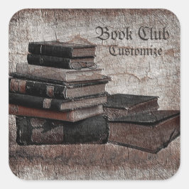 Adesivo Quadrado Book Lovers Vintage Book Club
